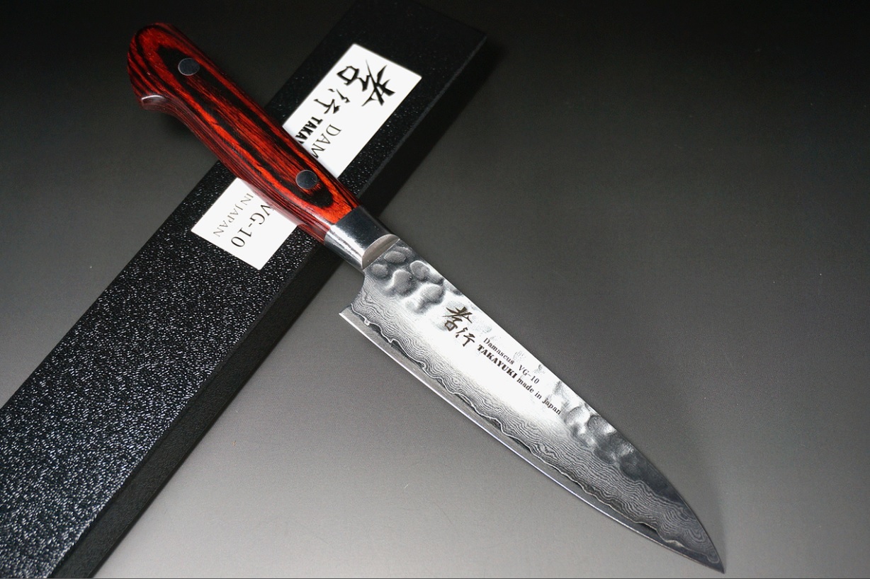 Кухонный нож шефа Sakai Takayuki, сталь VG-10 Damascus, 120 мм, рукоять дерево пакка - фото 2