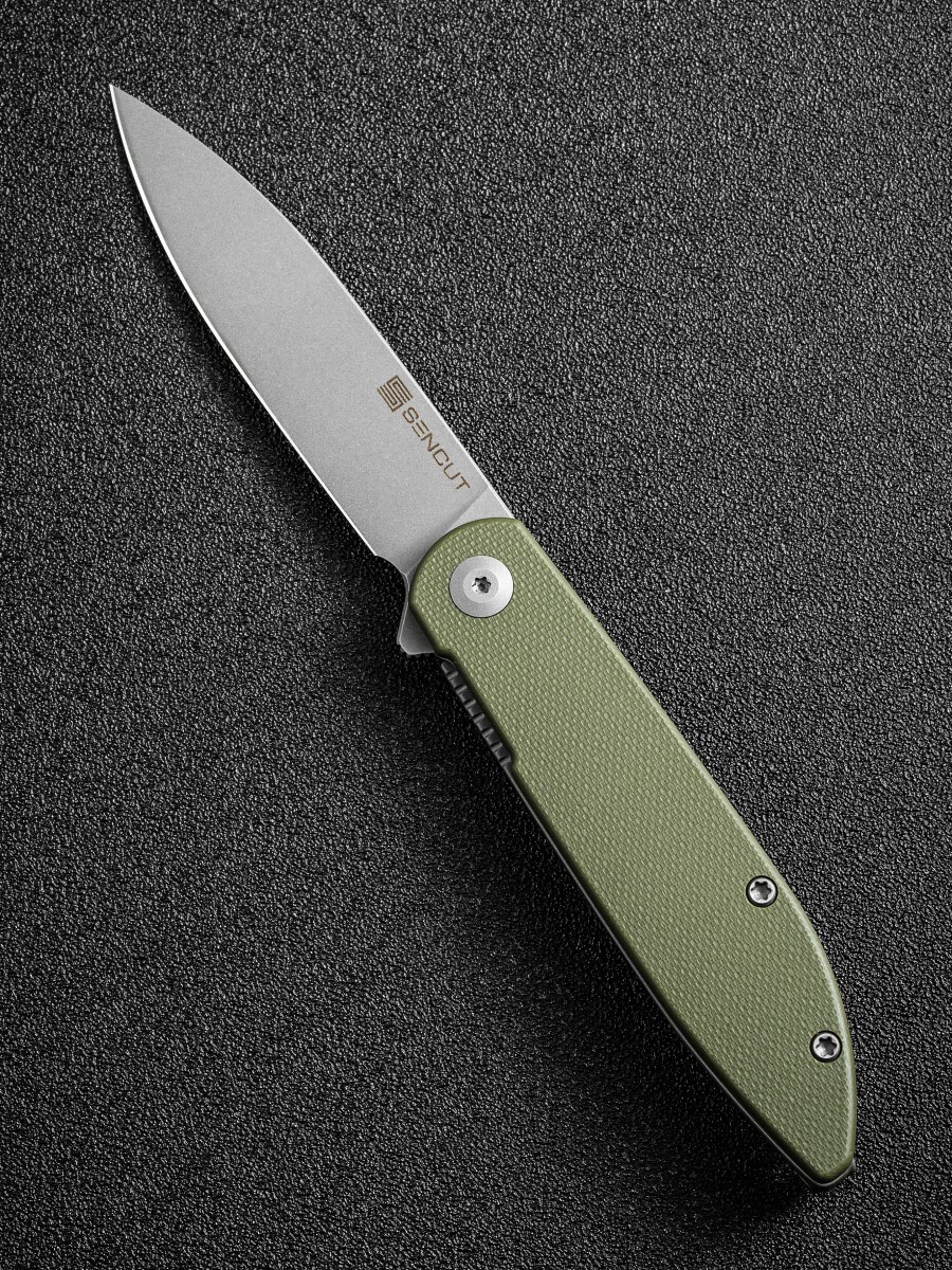 Складной нож Sencut Bocll II, сталь D2, рукоять G10, gray/OD green - фото 5