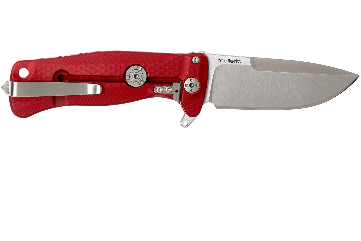 Нож складной LionSteel SR22A RS Mini, сталь Uddeholm Sleipner® Satin Finish, рукоять алюминий (Solid®), красный - фото 5