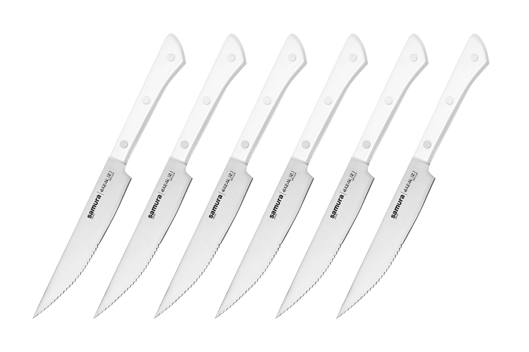 фото Набор кухонных ножей для стейка samura harakiri, сталь aus-8, рукоять пластик
