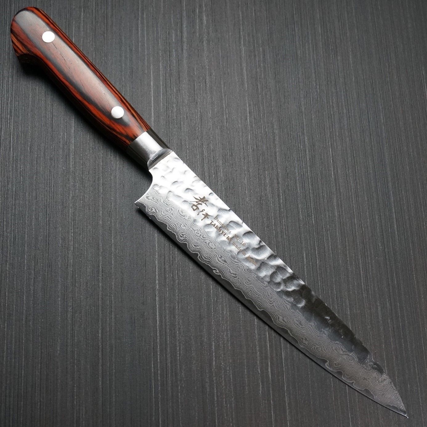 Кухонный нож шефа Sakai Takayuki, сталь VG-10 Damascus, 120 мм, рукоять дерево пакка