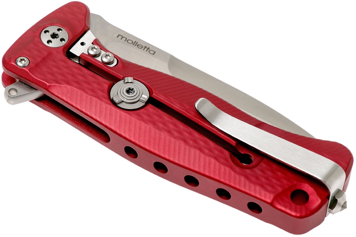 Нож складной LionSteel SR22A RS Mini, сталь Uddeholm Sleipner® Satin Finish, рукоять алюминий (Solid®), красный - фото 2