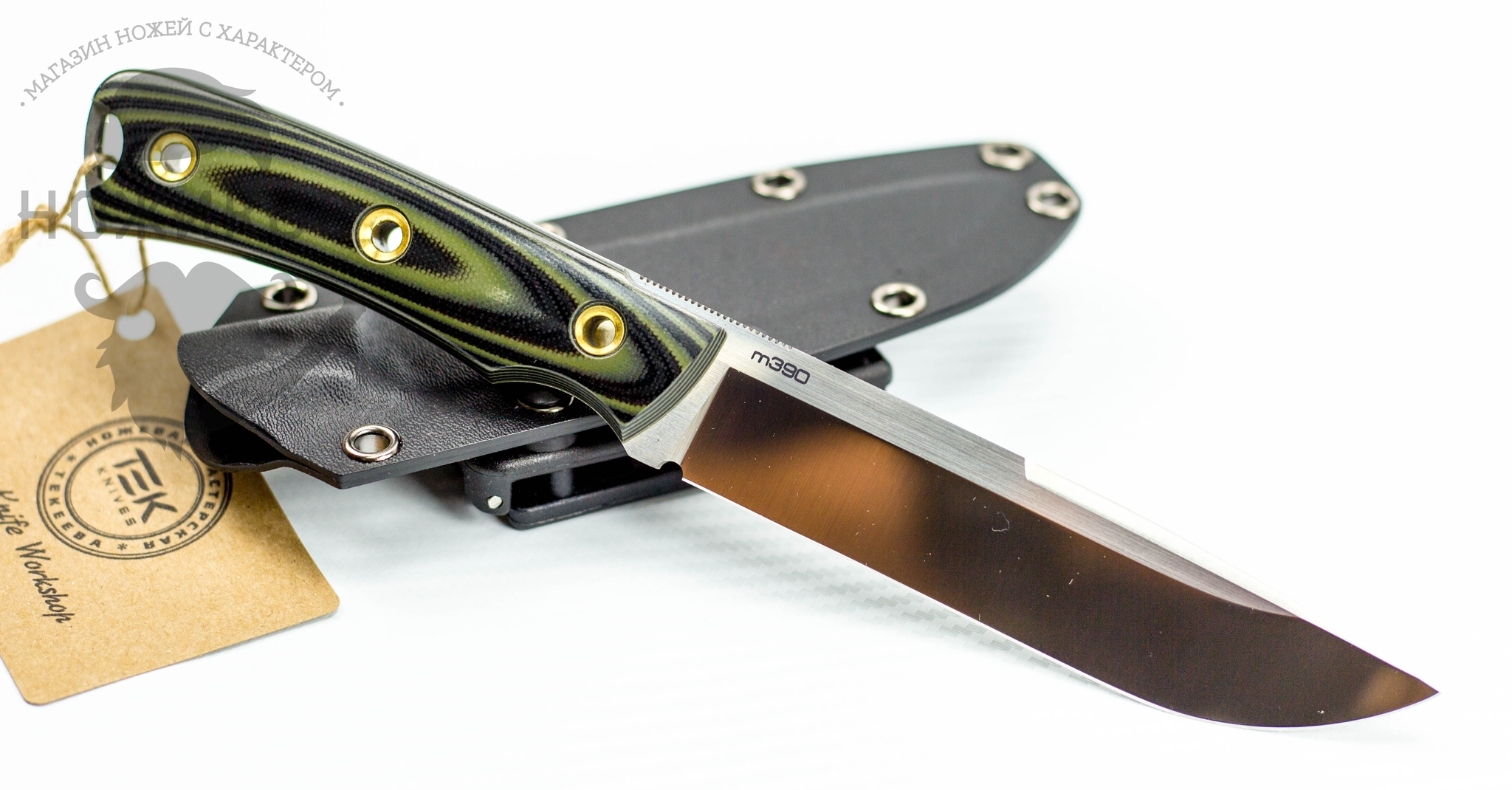 Туристический нож Shark Green, сталь M390 от Ножиков