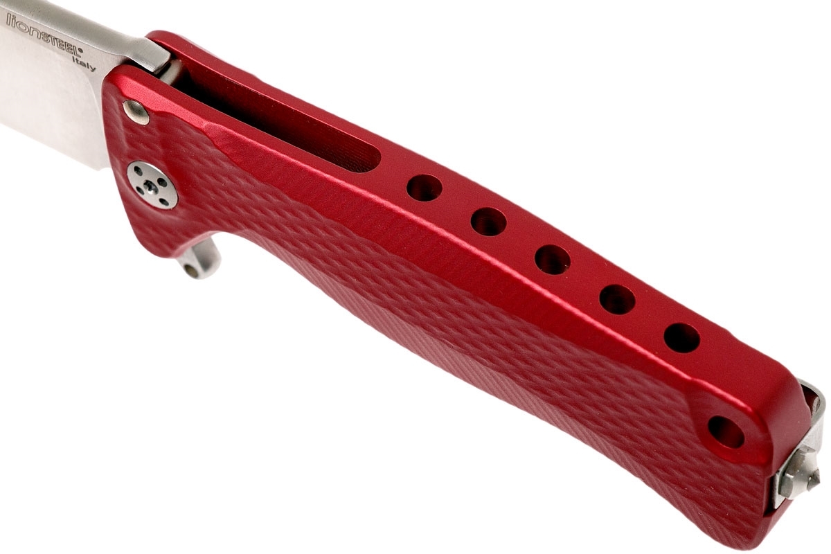 Нож складной LionSteel SR22A RS Mini, сталь Uddeholm Sleipner® Satin Finish, рукоять алюминий (Solid®), красный - фото 9