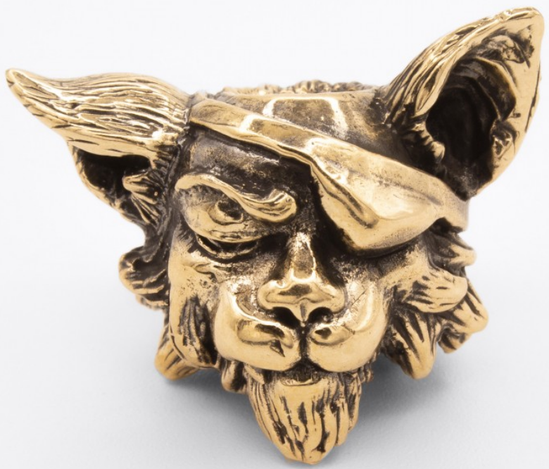 Бусина для темляка Кот Пират, бронза