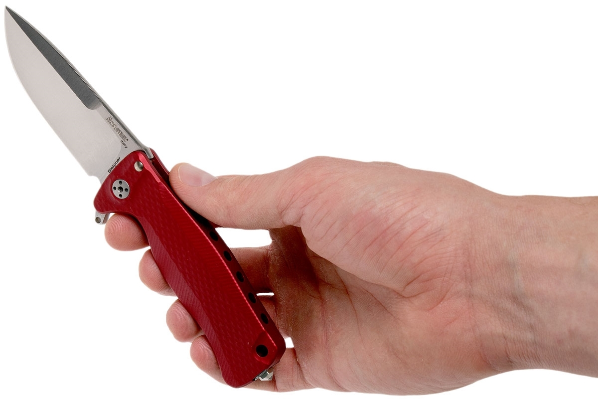 Нож складной LionSteel SR22A RS Mini, сталь Uddeholm Sleipner® Satin Finish, рукоять алюминий (Solid®), красный - фото 3