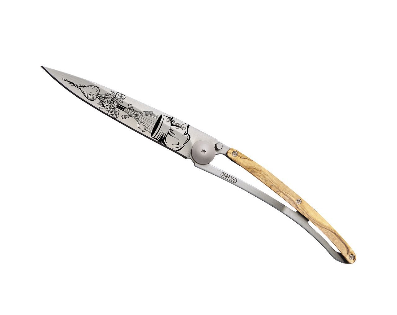 фото Складной нож deejo chef titanium 37g, olive wood
