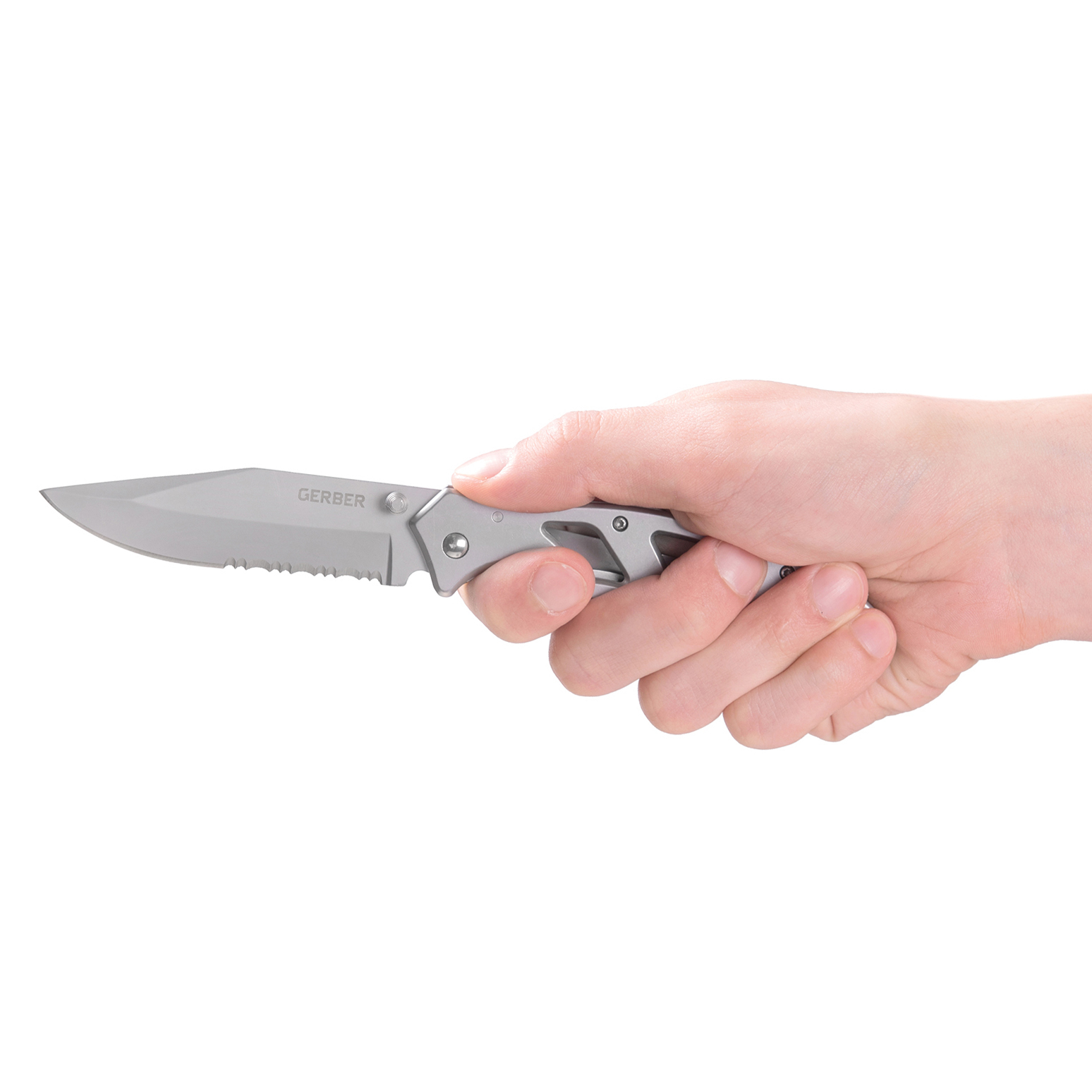 Складной нож Gerber Powerframe II SS-2, сталь 7Cr17MoV, рукоять нержавеющая сталь, серый - фото 5