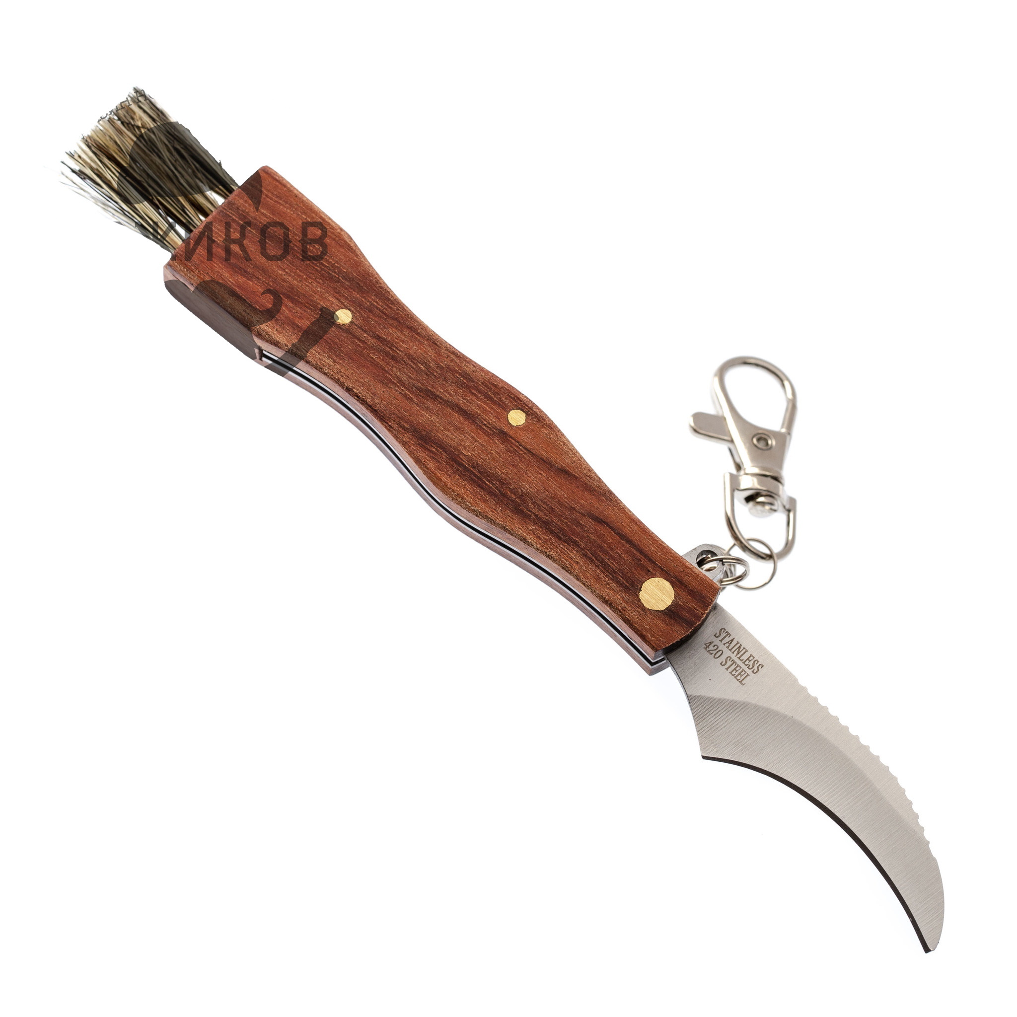 Складной грибной нож Ножиков с брелоком, дерево, нержавеющая сталь 440 от Ножиков