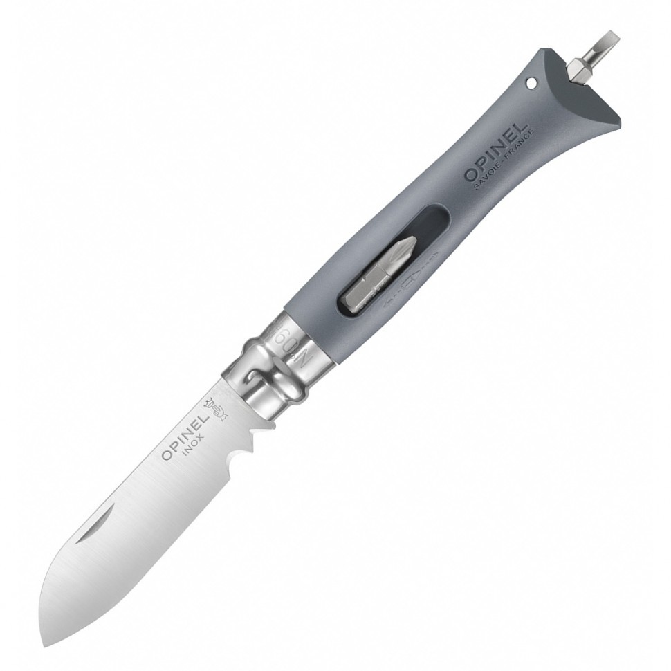 Нож Opinel №09 DIY, нержавеющая сталь, сменные биты, серый - фото 1