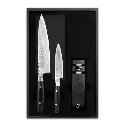 Набор из 2-х кухонных ножей с точилкой Zen YAXELL, VG-10