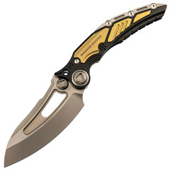 Фото Складной нож TITANIS MAXACE, сталь M390, рукоять Black Golden TC4 Inlay