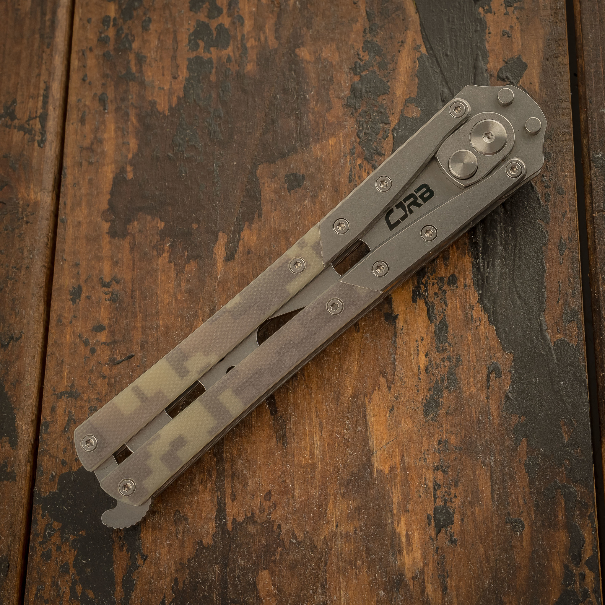 Автоматический нож бабочка CJRB Kinetic-flip, G10 Camo - фото 3