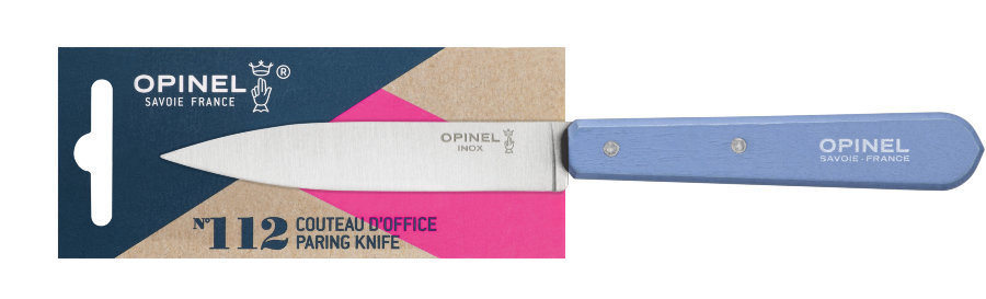 Нож столовый Opinel №112, деревянная рукоять, блистер, нержавеющая сталь, голубой от Ножиков