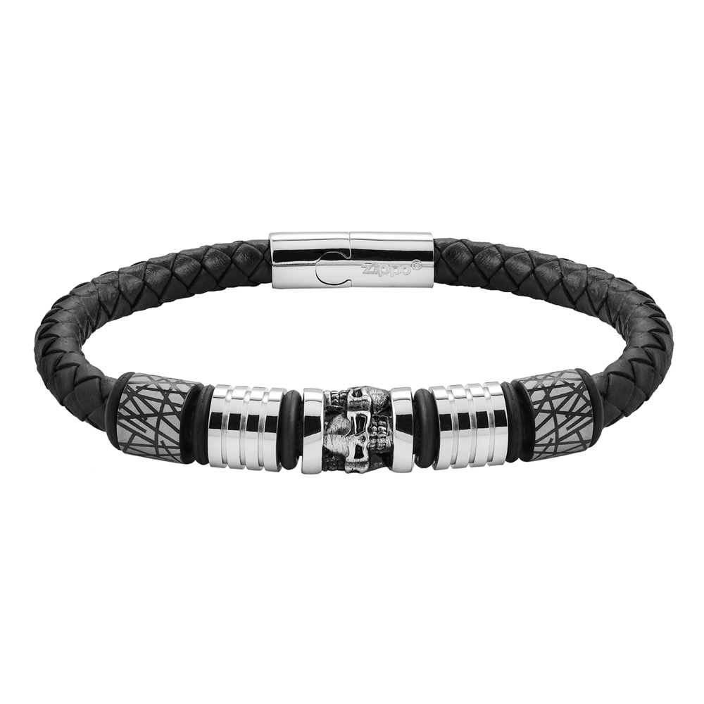 Браслет Zippo Five Charms Leather Bracelet с 5 шармами (22 см) - фото 1