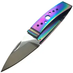Фото Складной нож нажим для денег Sanrenmu 6031LUE-SX, сталь 8Cr13MoV, рукоять нержавеющая сталь, градиент