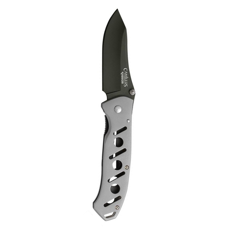 Нож складной Camillus Wide Clip Point, сталь AUS-8, рукоять 6061 T-6 Aluminium, серый от Ножиков