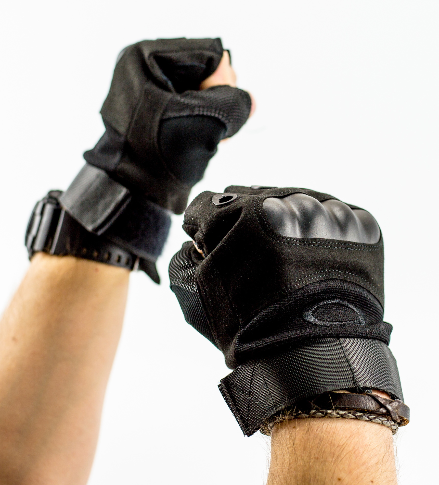 Тактические перчатки без пальцев, черные размер XL - фото 3