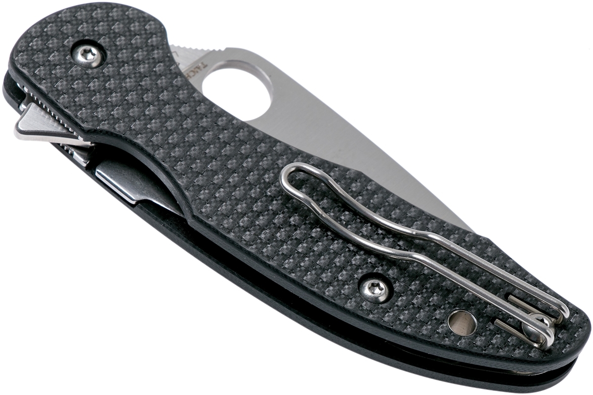 фото Нож складной mantra 3 spyderco c233cfp, сталь crucible cpm® s30v™ satin plain, рукоять карбон/стеклотекстолит g10, чёрный