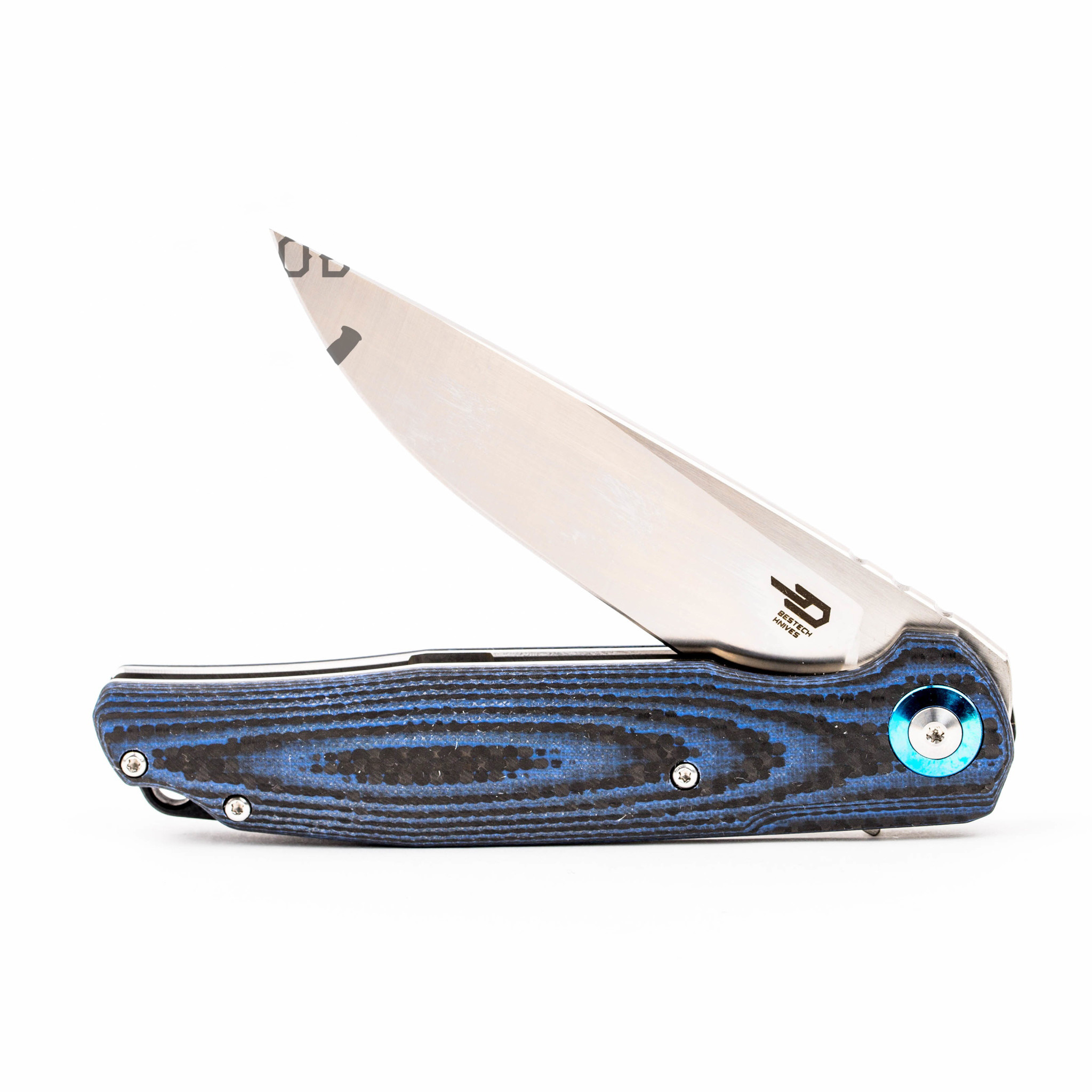 Складной нож Bestech Knives ASCOT, D2, Черно-синий карбон - фото 5