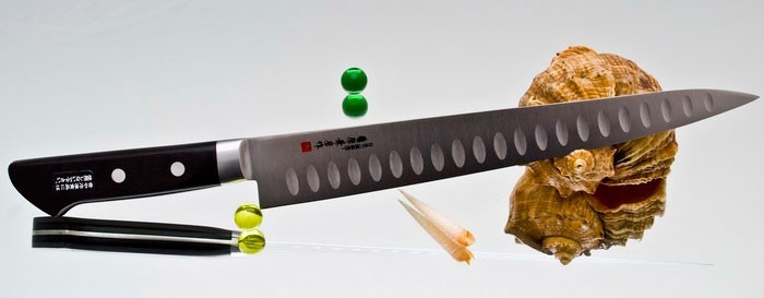Нож кухонный Sujihiki 270 мм, Fujiwara, FKS-09, сталь Molybdenum Vanadium, Pakka wood, чёрный