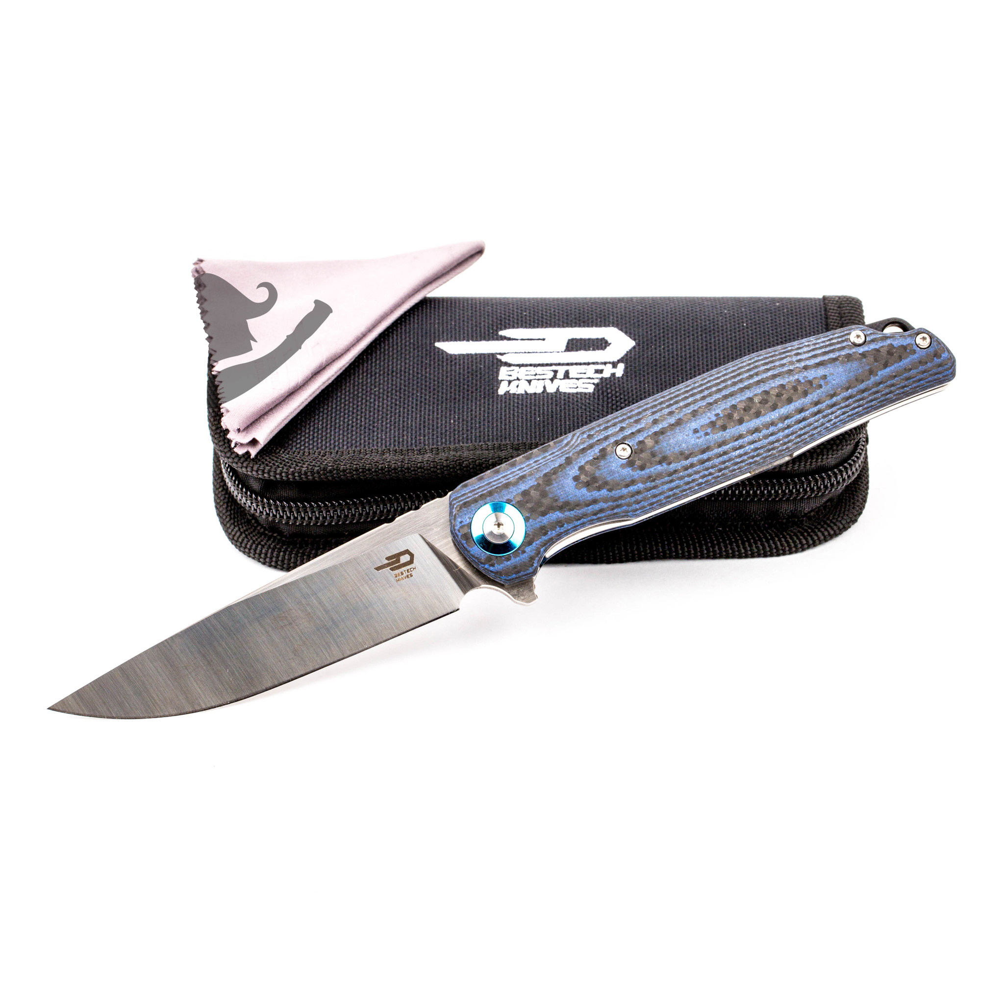 Складной нож Bestech Knives ASCOT, D2, Черно-синий карбон - фото 8