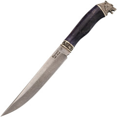 Фото Нож Шерхан, литой булат Баранова, карельская береза