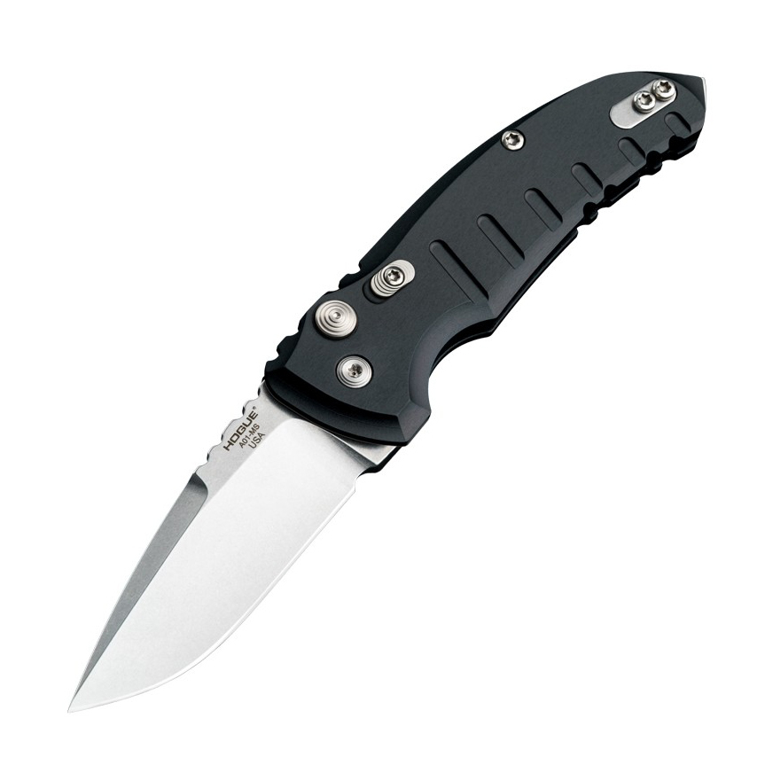 фото Складной нож hogue a01-microswitch, сталь cpm 154, рукоять анодированный алюминиевый сплав, чёрный