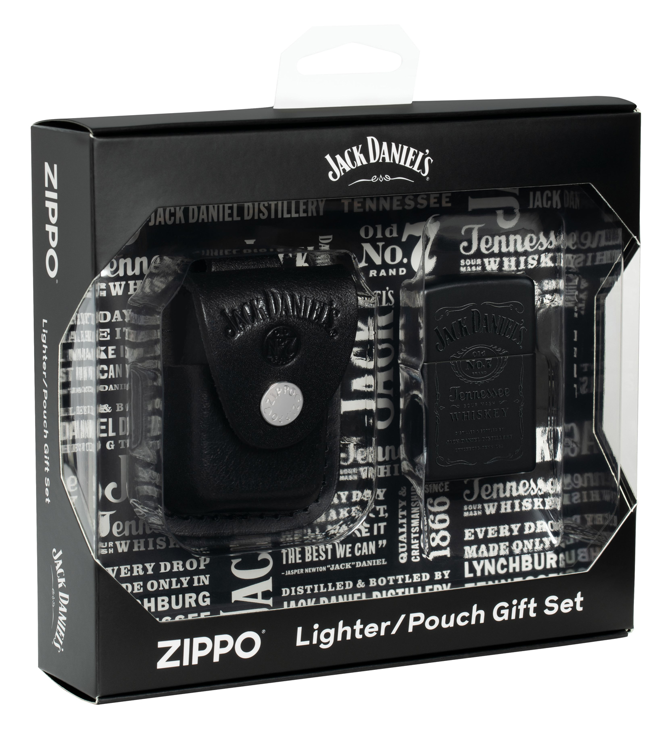 Подарочный набор Jack Daniels®: зажигалка и кожаный чехол ZIPPO 48460 чехол zippo для зажигалки из натуральной кожи с клипом 57х30x75 мм
