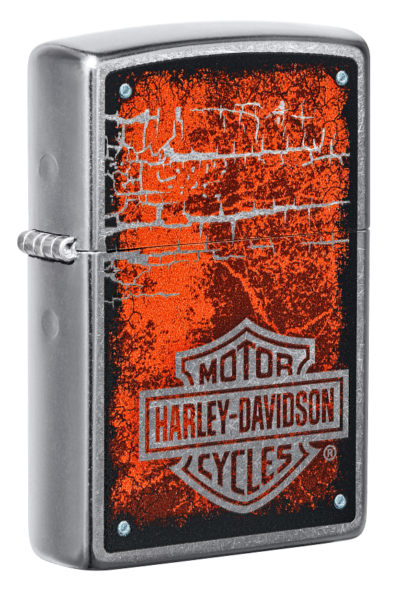 Зажигалка ZIPPO Harley-Davidson® с покрытием Street Chrome™ красный, латунь/сталь зажигалка zippo good luck brushed chrome латунь с никеле хром покрыт серебр матов 36х56х12 мм