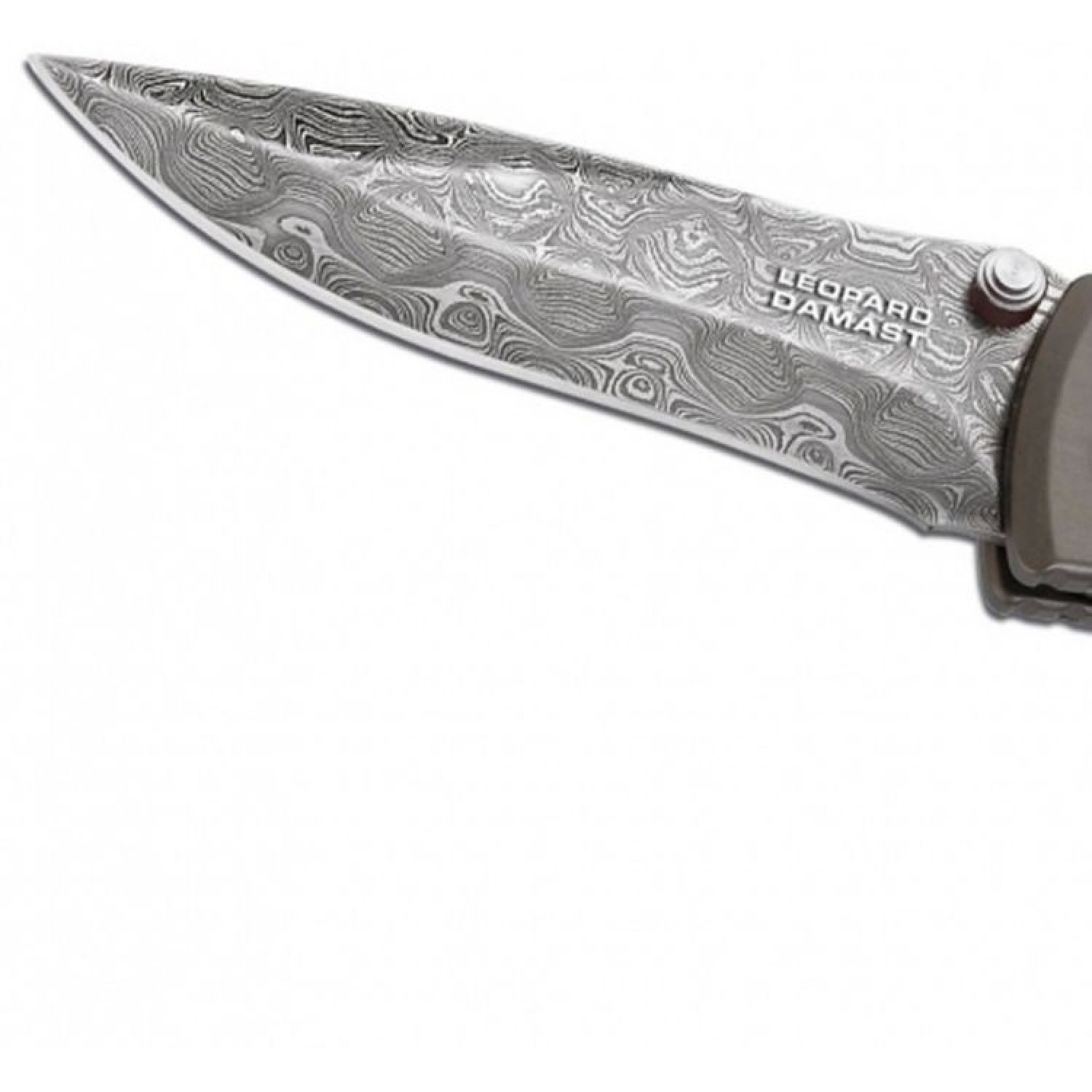 фото Нож складной leopard damascus ii - boker 111054dam, дамасская сталь plain, рукоять анодированный алюминий/дерево, коричневый