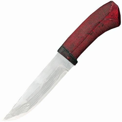 Туристический охотничий нож с фиксированным клинком Maruyoshi Hand Crafted, сталь Shirogami, рукоять бордовое дерево/кожа ската нож охотничий клинок13см