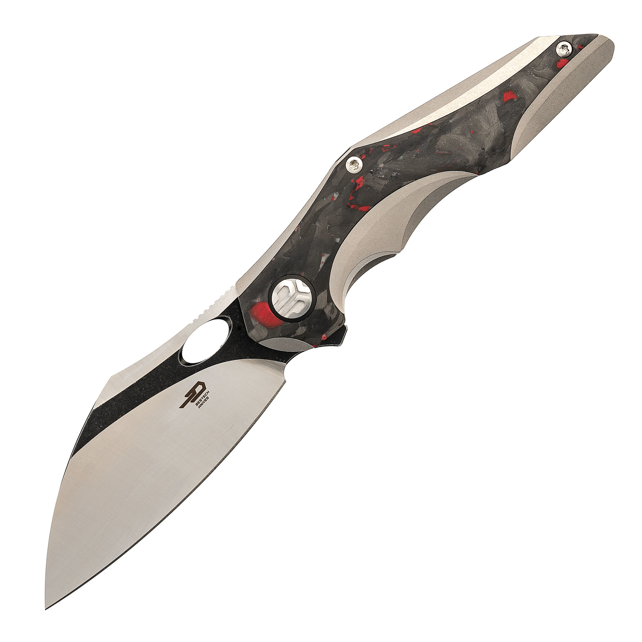 фото Складной нож bestech nogard, сталь m390, titanium black/red carbon bestech knives