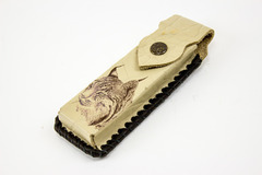 Фото Кожаный чехол для складного ножа с рисунком, 130 мм