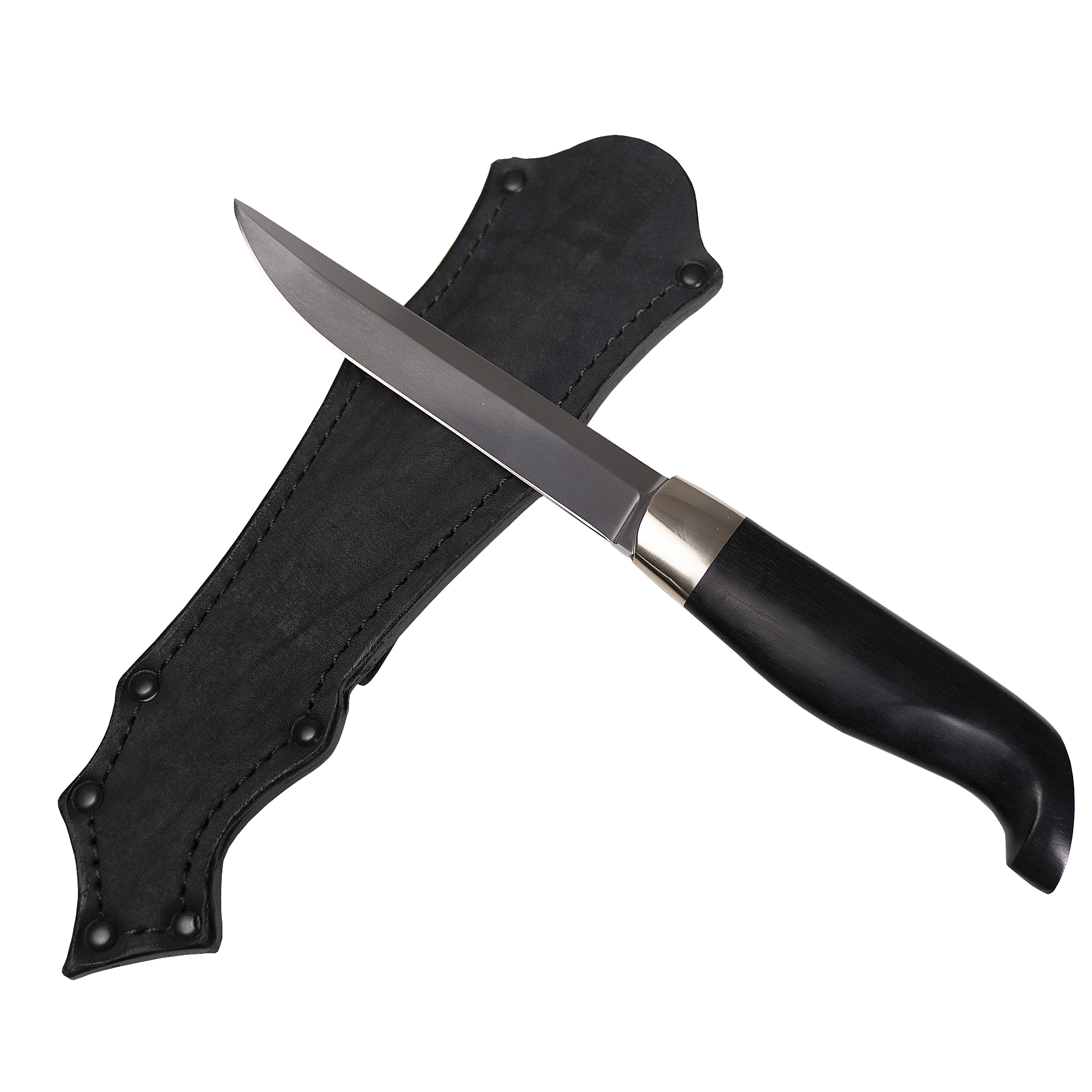 Нож Финский, сталь 95х18, рукоять граб, мельхиор - фото 1
