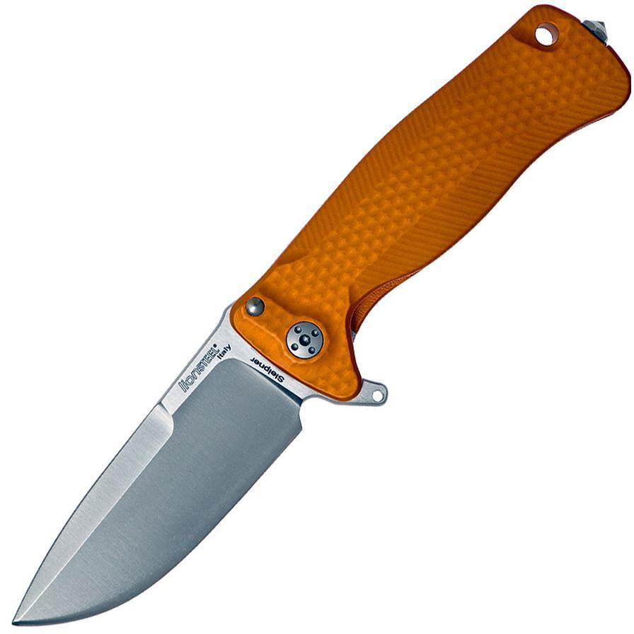 Нож складной LionSteel SR22A OS Mini, сталь Uddeholm Sleipner® Satin Finish, рукоять алюминий (Solid®), оранжевый