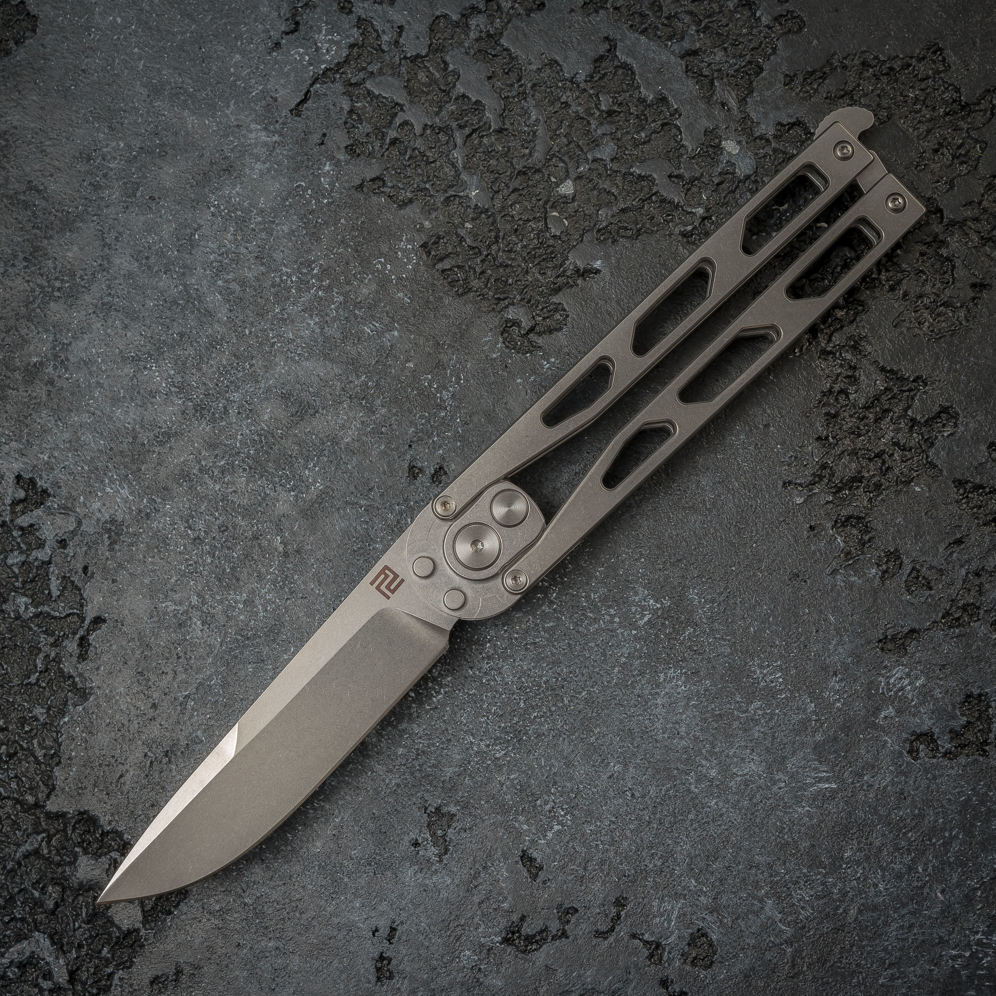 Автоматический нож бабочка Artisan Kinetic-Tool, D2 Steel silver - фото 1