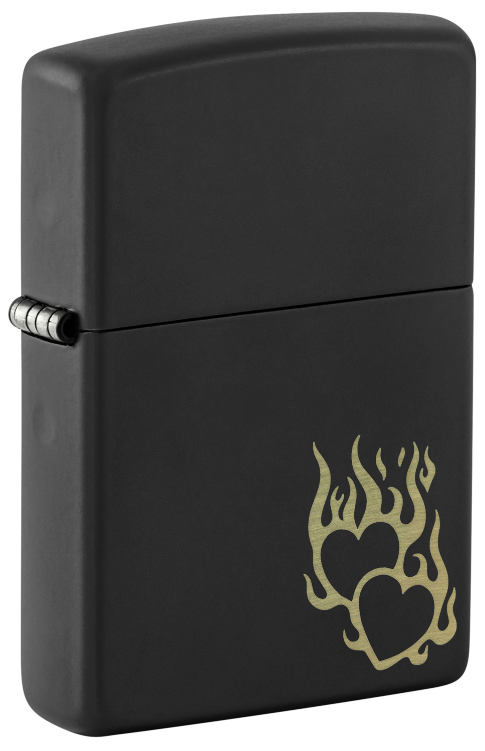 Зажигалка ZIPPO Fire Heart с покрытием Black Matte, латунь/сталь, черная, матовая