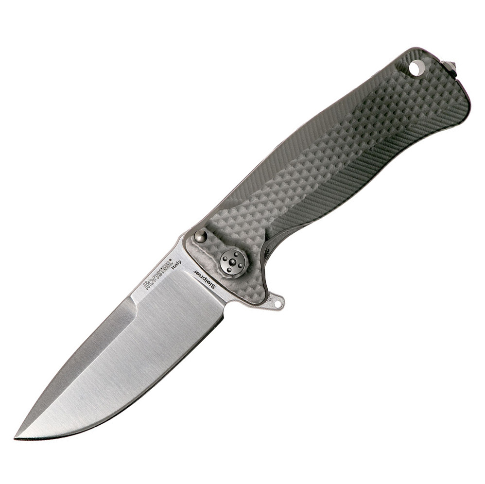 Нож складной LionSteel SR22 G (GREY) Mini, сталь Uddeholm Sleipner® Satin, рукоять титан по технологии Solid®, серый - фото 1