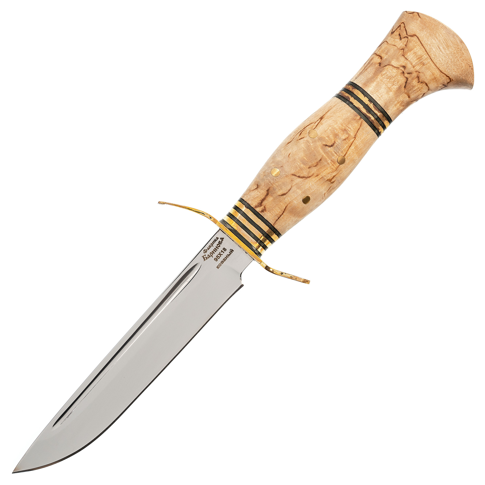 Нож Финка НКВД-1, сталь 95х18, рукоять карельская береза нож разделочный аир горностай сталь 95х18 рукоять дерево