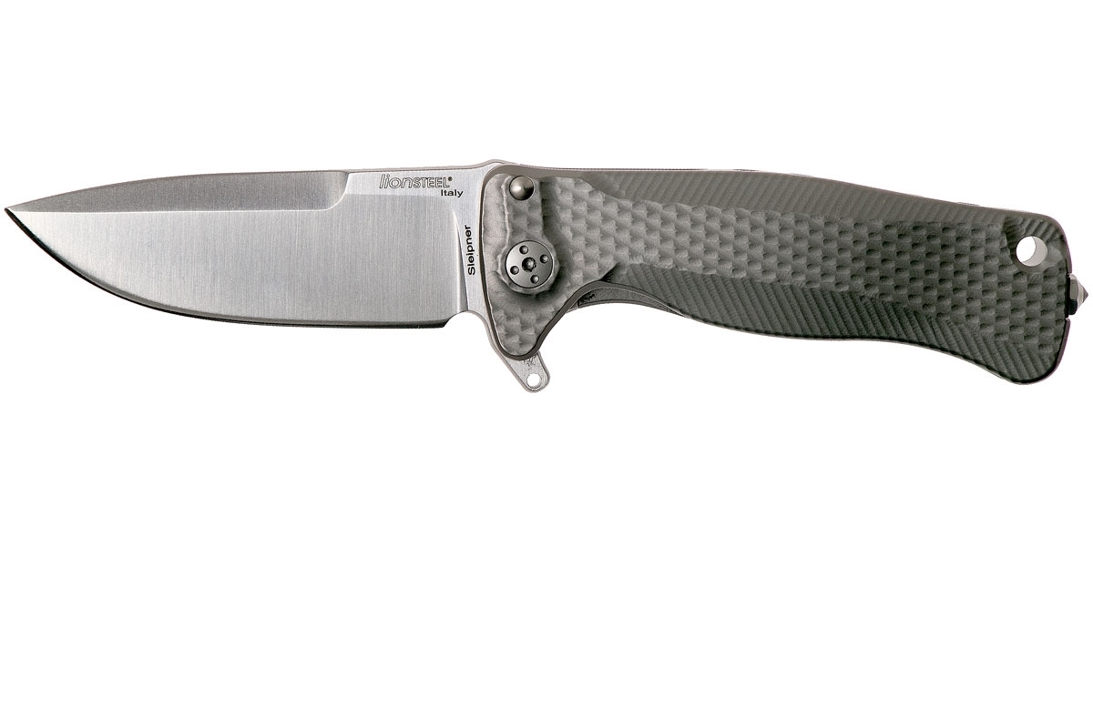 Нож складной LionSteel SR22 G (GREY) Mini, сталь Uddeholm Sleipner® Satin, рукоять титан по технологии Solid®, серый - фото 7