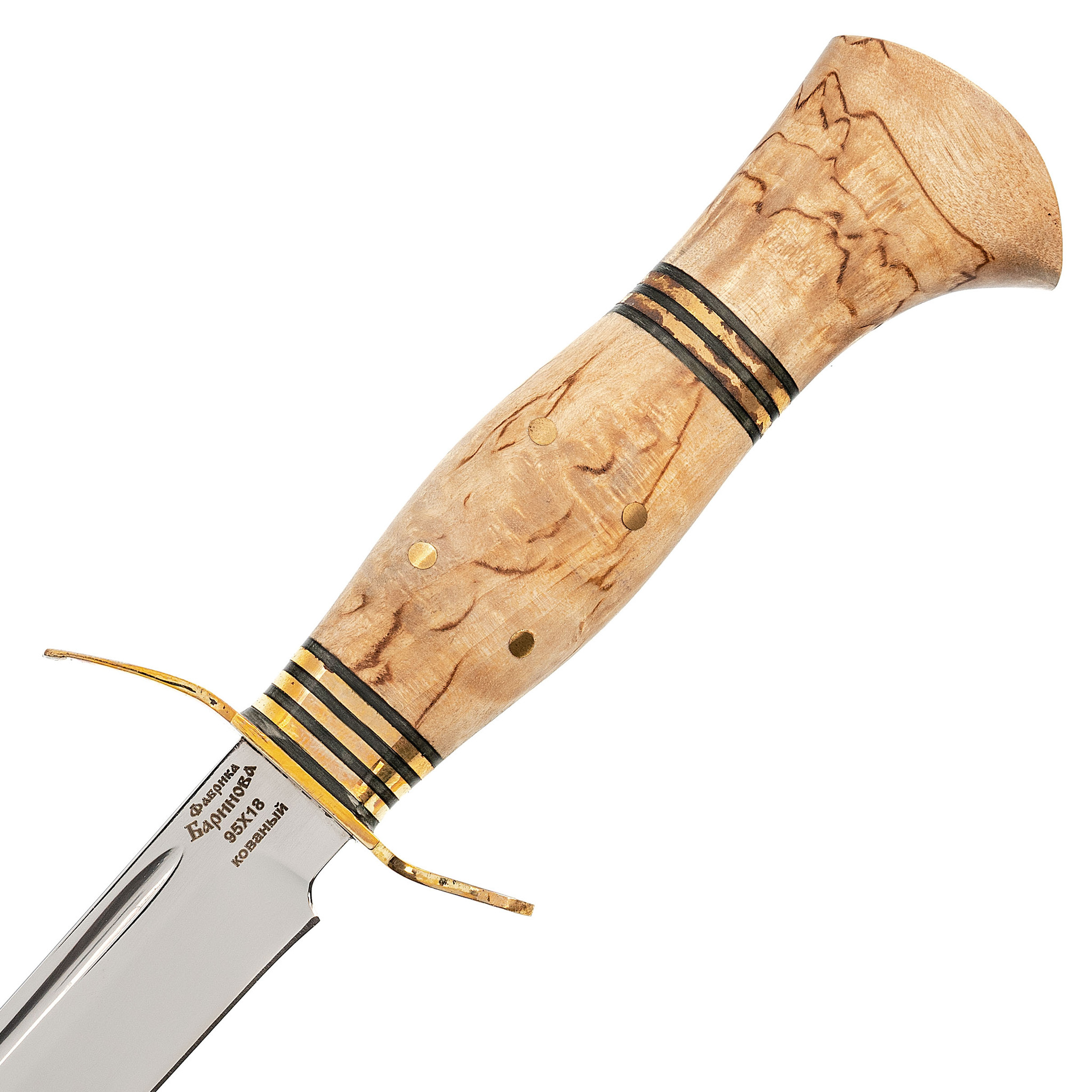 фото Нож финка нквд-1, сталь 95х18, рукоять карельская береза фабрика баринова