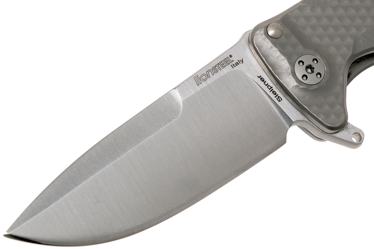Нож складной LionSteel SR22 G (GREY) Mini, сталь Uddeholm Sleipner® Satin, рукоять титан по технологии Solid®, серый - фото 9