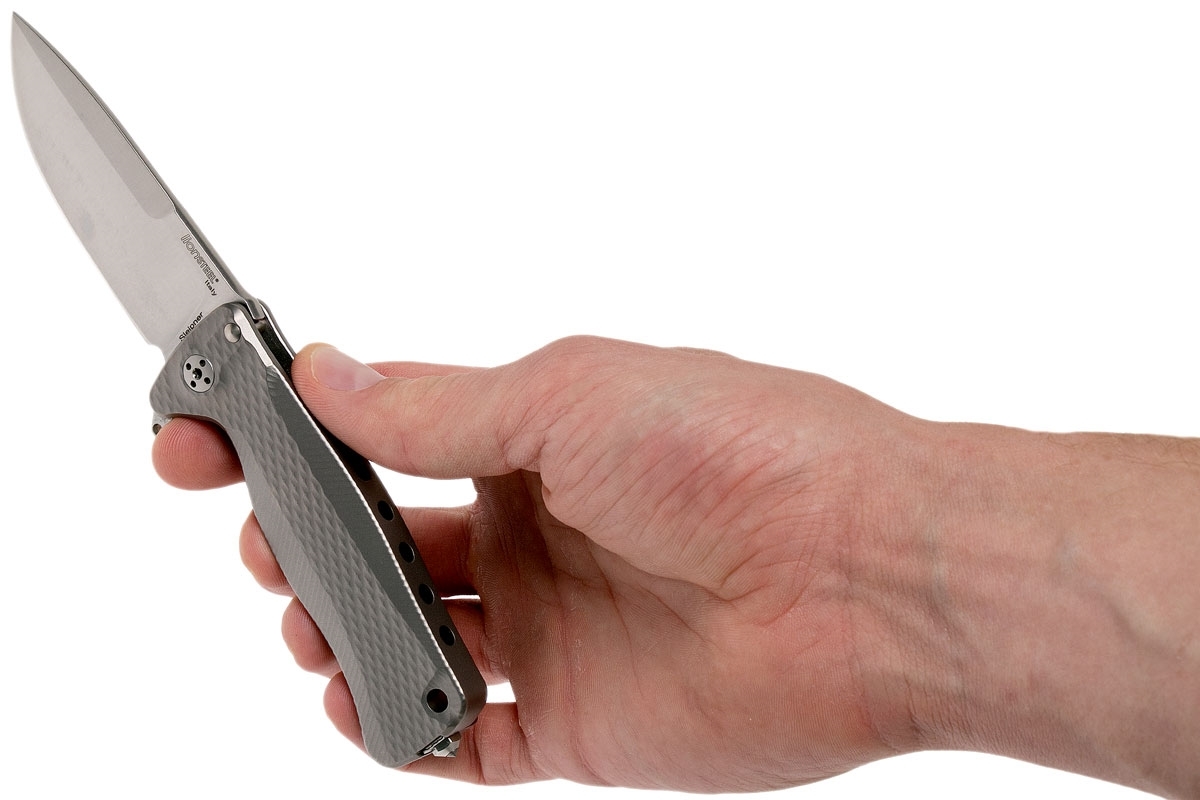 Нож складной LionSteel SR22 G (GREY) Mini, сталь Uddeholm Sleipner® Satin, рукоять титан по технологии Solid®, серый - фото 3