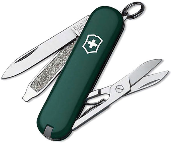 Нож перочинный Victorinox Classic, 58 мм, 7 функций, зеленый, подарочная коробка - фото 1