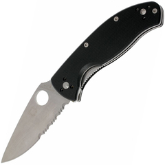 Фото Нож складной Tenacious Spyderco 122GPS, сталь 8Cr13MOV Satin Combo, рукоять стеклотекстолит G-10, чёрный