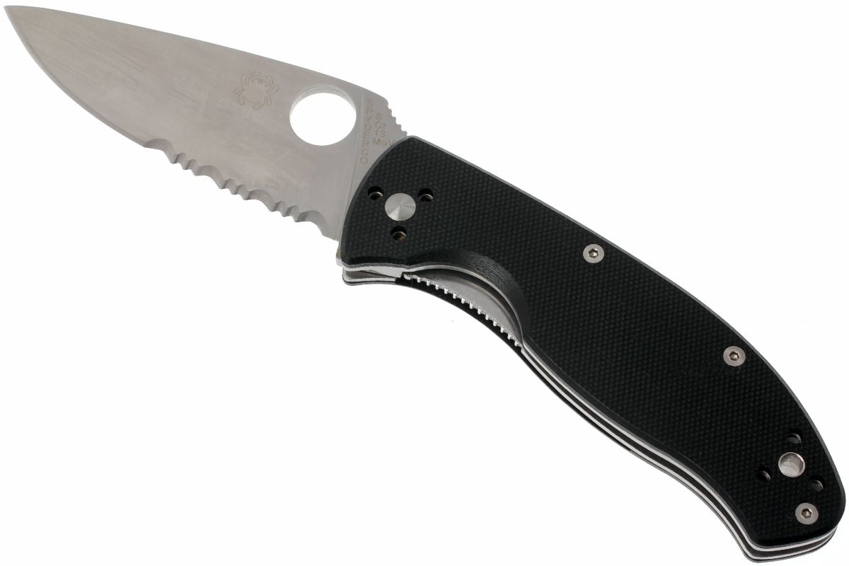 Нож складной Tenacious Spyderco 122GPS, сталь 8Cr13MOV Satin Combo, рукоять стеклотекстолит G-10, чёрный - фото 4