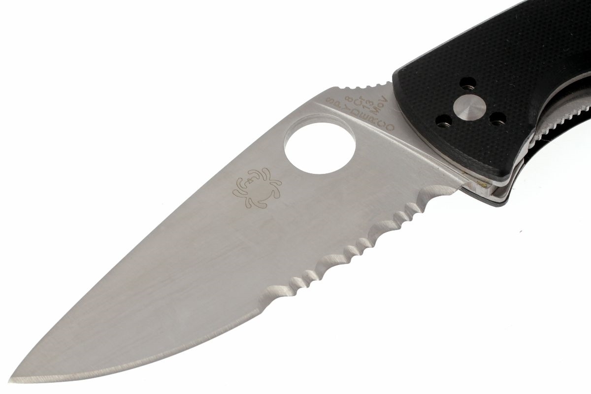 Нож складной Tenacious Spyderco 122GPS, сталь 8Cr13MOV Satin Combo, рукоять стеклотекстолит G-10, чёрный - фото 5