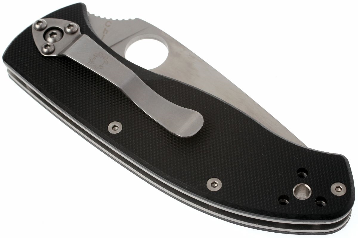 Нож складной Tenacious Spyderco 122GPS, сталь 8Cr13MOV Satin Combo, рукоять стеклотекстолит G-10, чёрный - фото 6