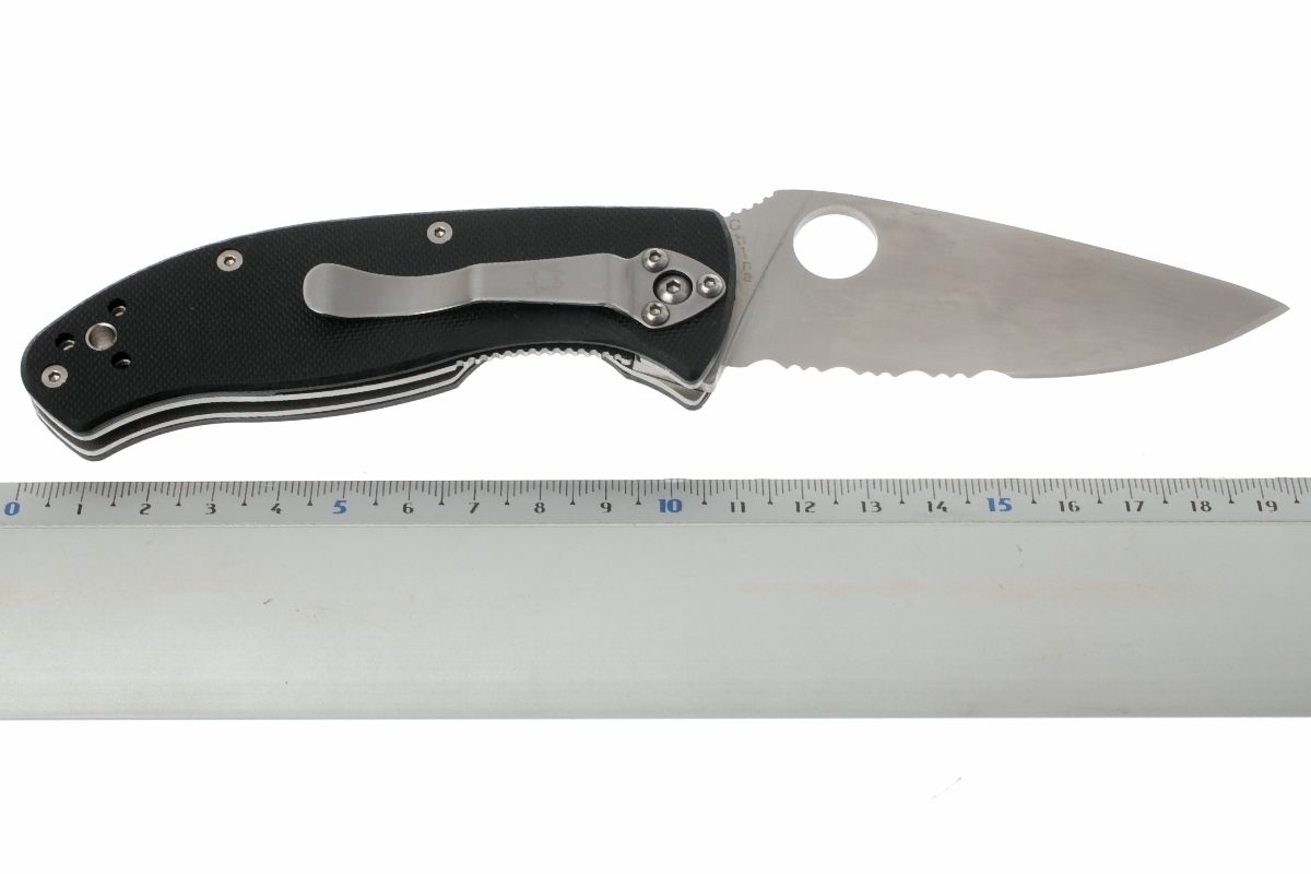 Нож складной Tenacious Spyderco 122GPS, сталь 8Cr13MOV Satin Combo, рукоять стеклотекстолит G-10, чёрный - фото 8